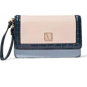 Victoria's Secret Pink, Navy & Light Blue Colorblock Wristlet
